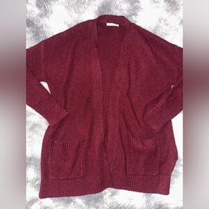 Staccato Women's Burgundy Open Front Cardigan Sweater - EUC Small